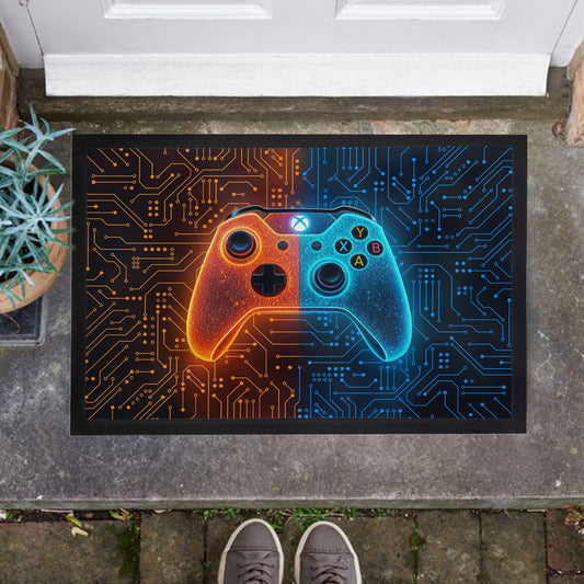 Gaming Orange & Blue Door Mat