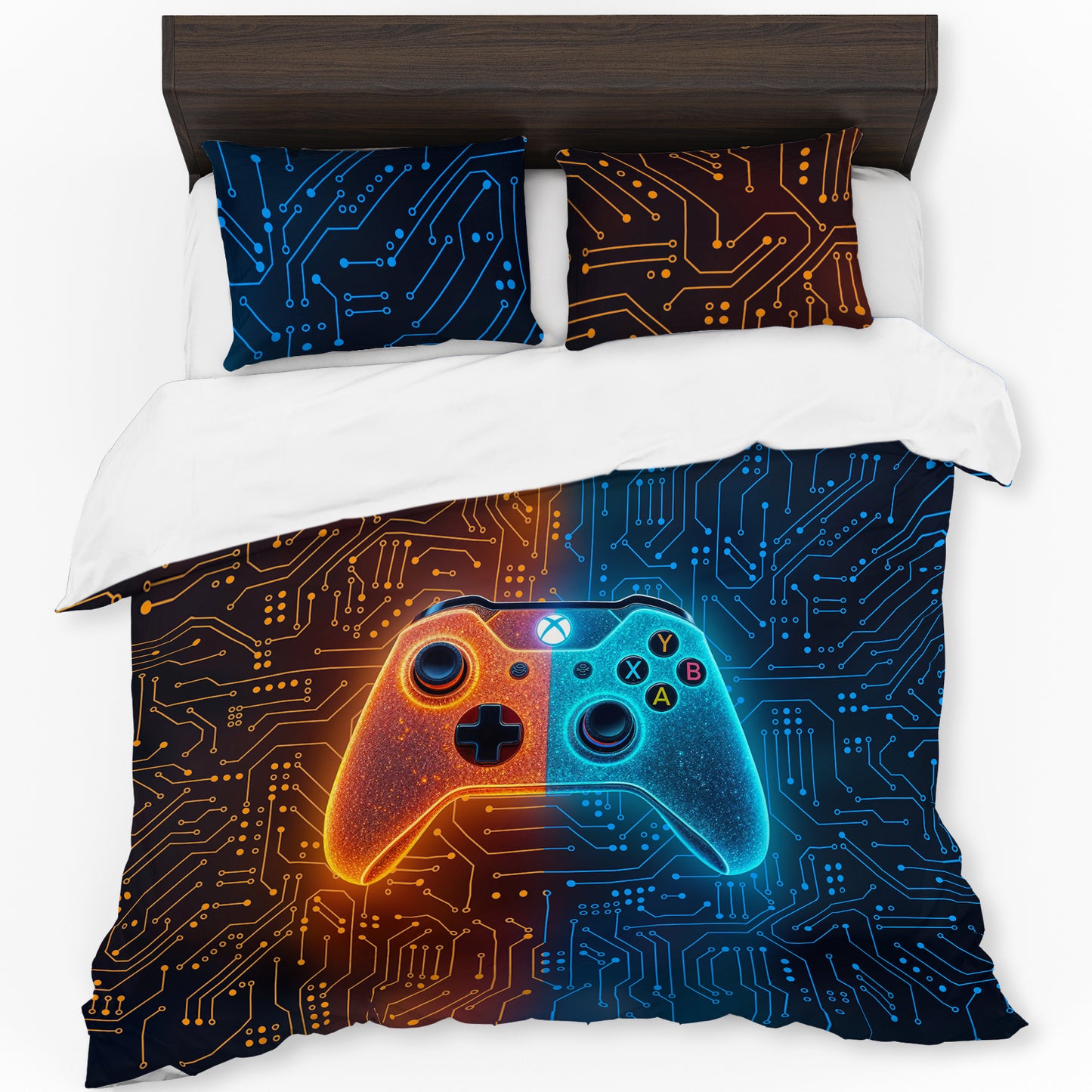 Gaming Orange & Blue Duvet Cover Set