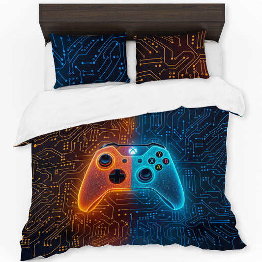 Gaming Orange & Blue Duvet Cover Set