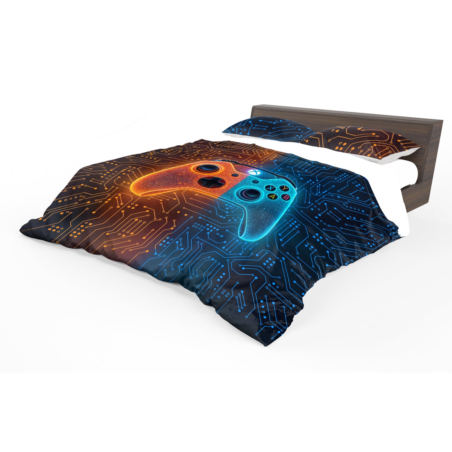Gaming Orange & Blue Duvet Cover Set