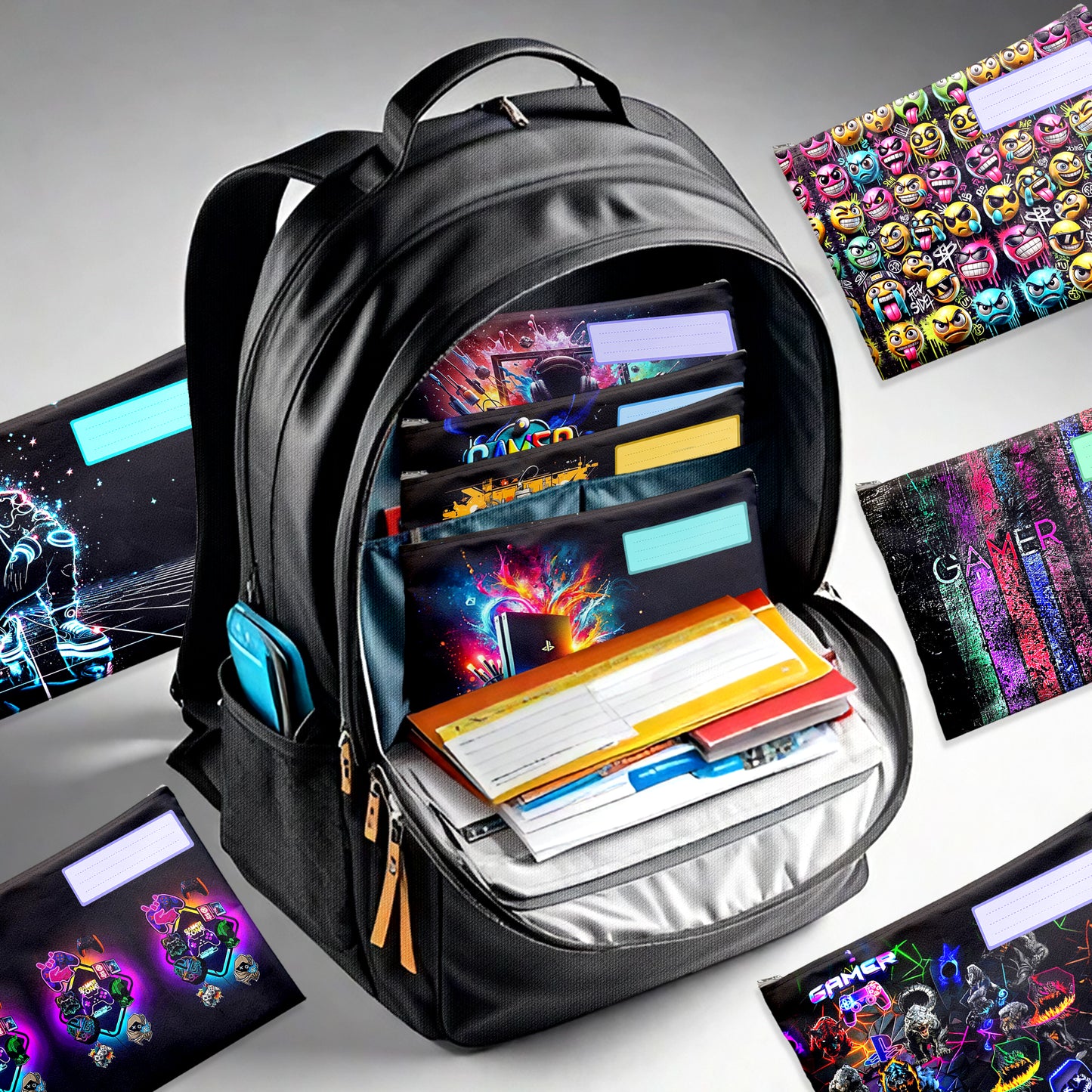 Gaming Subject Savvy Book Bags Set of 9