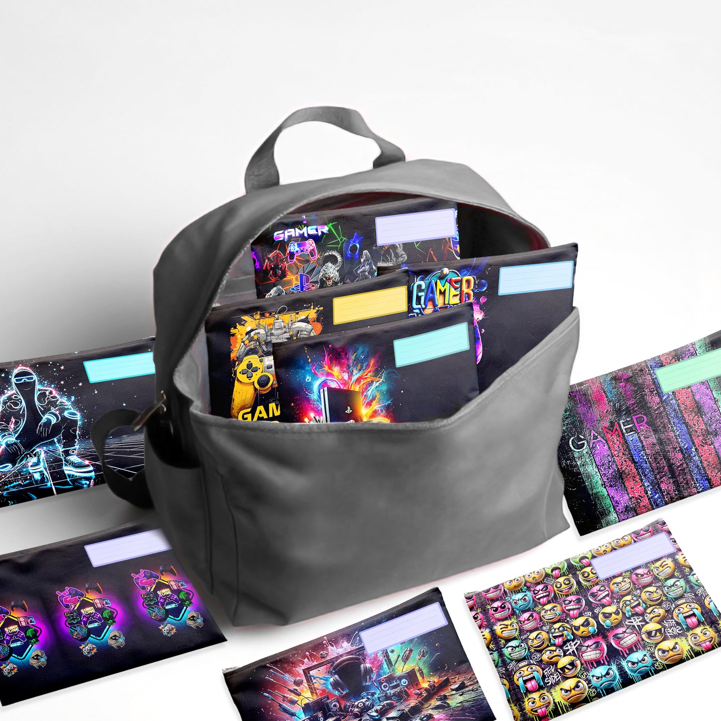 Gaming Subject Savvy Book Bags Set of 9