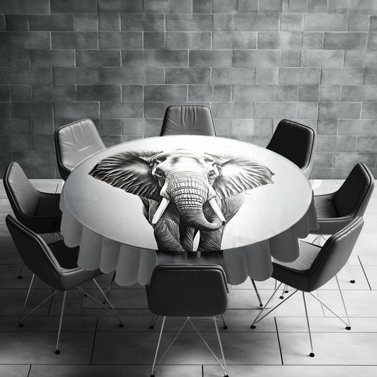 Gentle Giant Elephant Round Tablecloth by Nathan Pieterse