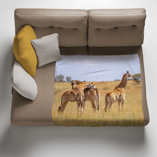 Giraffe Family Light Weight Fleece Blanket by Fanie Heymans