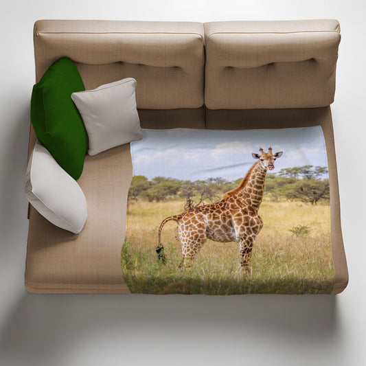 Giraffe Single Light Weight Fleece Blanket by Fanie Heymans