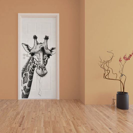 Decoupage -Giraffe Unraveling  By Nathan Pieterse Door