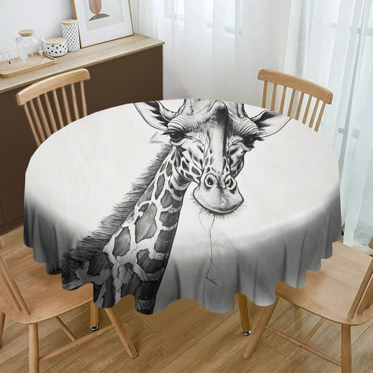 Giraffe Unraveling Round Tablecloth By Nathan Pieterse