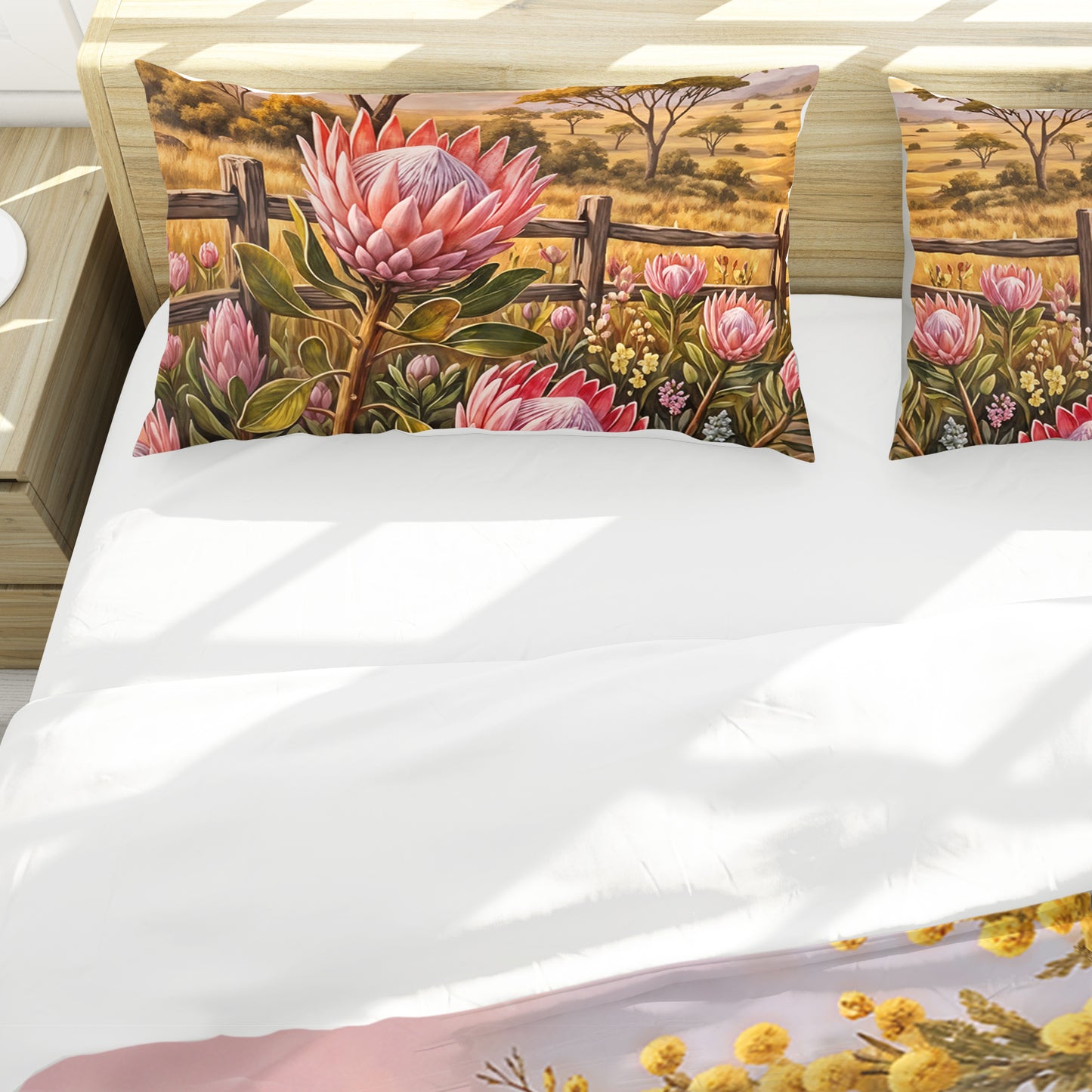 Giraffe & King Protea at Sunset Duvet Cover Set