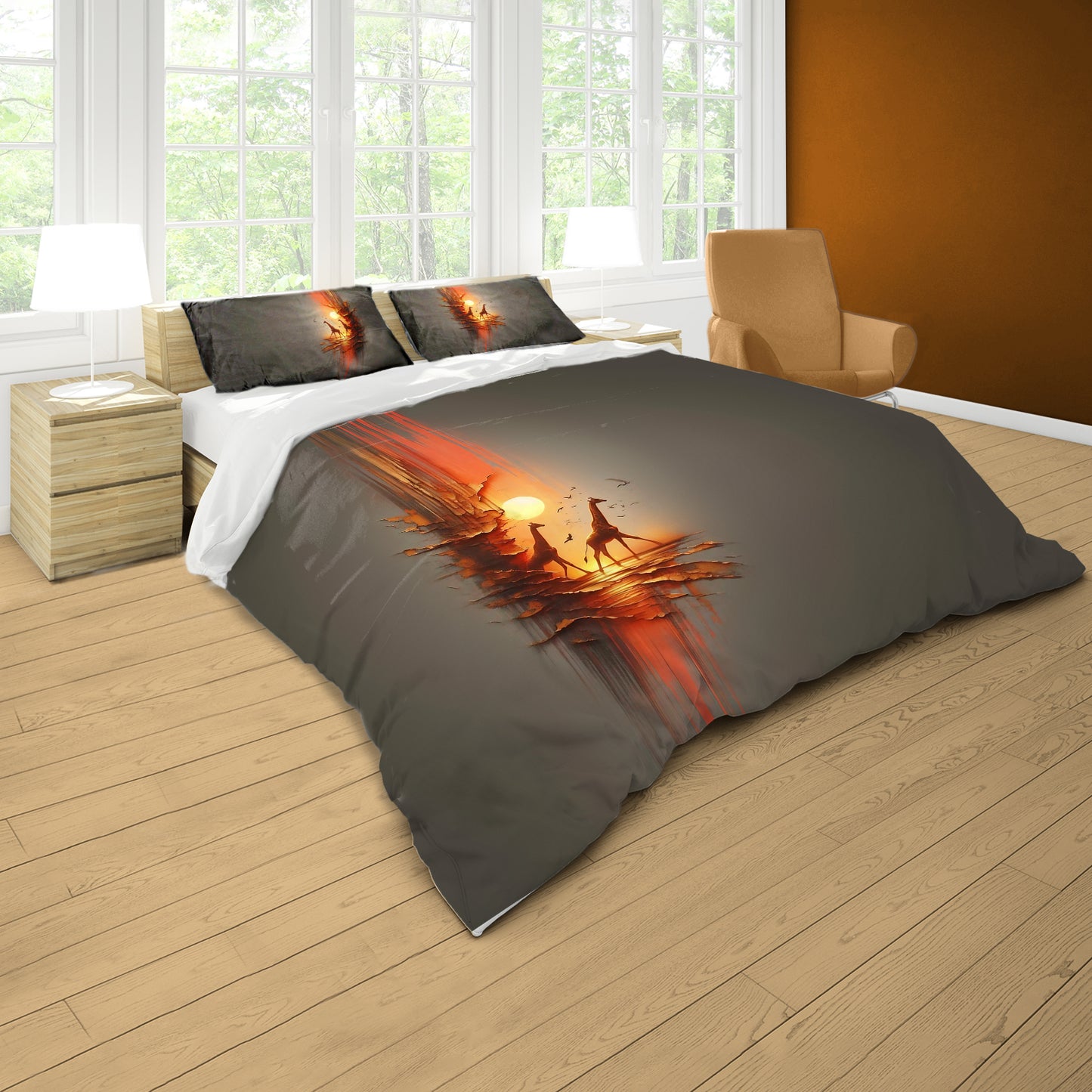 Giraffe in Moonlight Duvet Cover Set