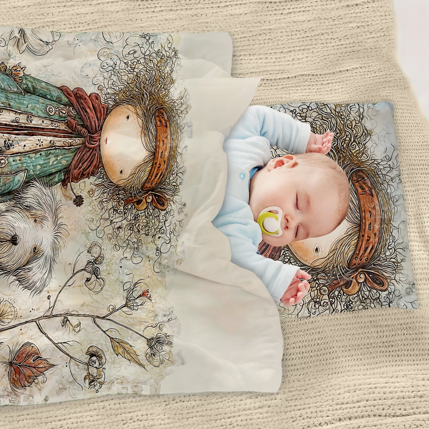 Girl Walking Dog Cot Set