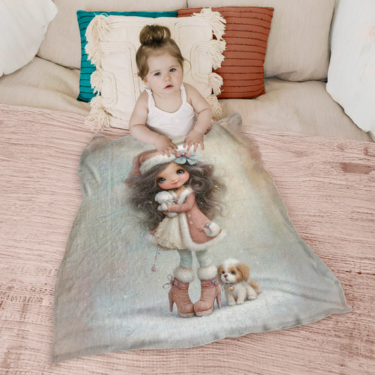 Girl & Teddy Toddler Fleece Blanket