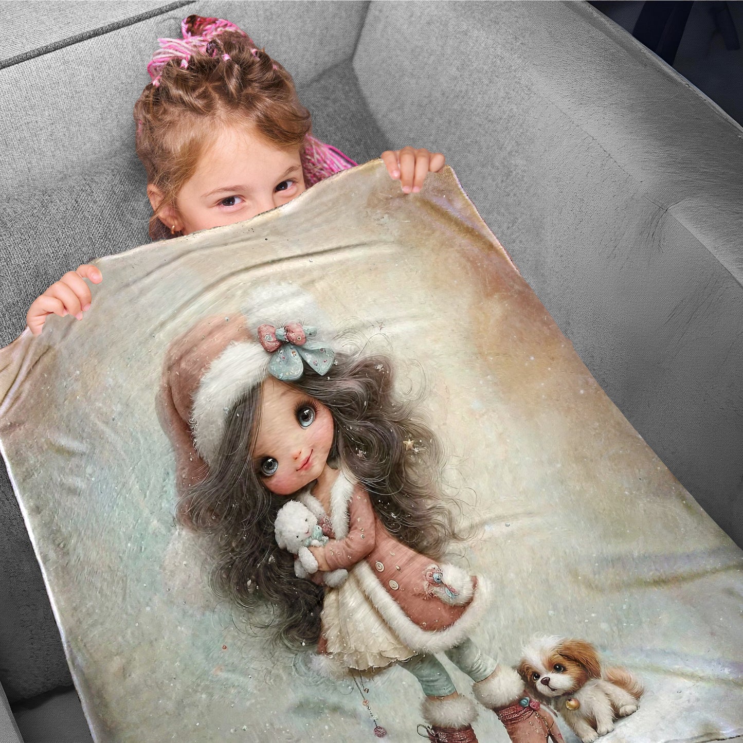 Girl & Teddy Toddler Fleece Blanket