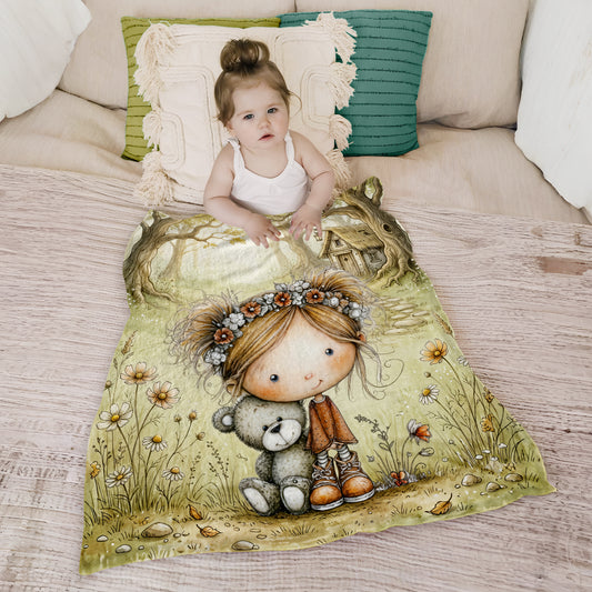 Girl in the Forest Toddler Fleece Blanket