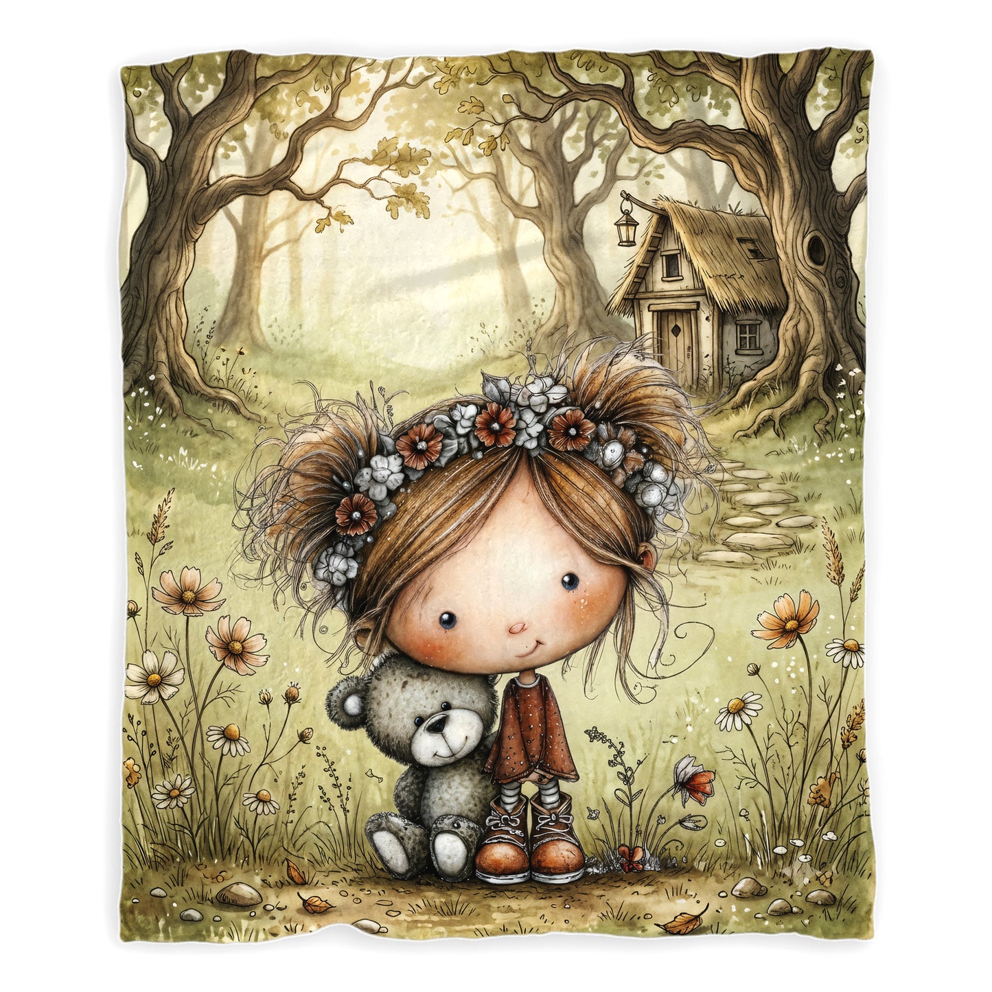 Girl in the Forest Toddler Fleece Blanket