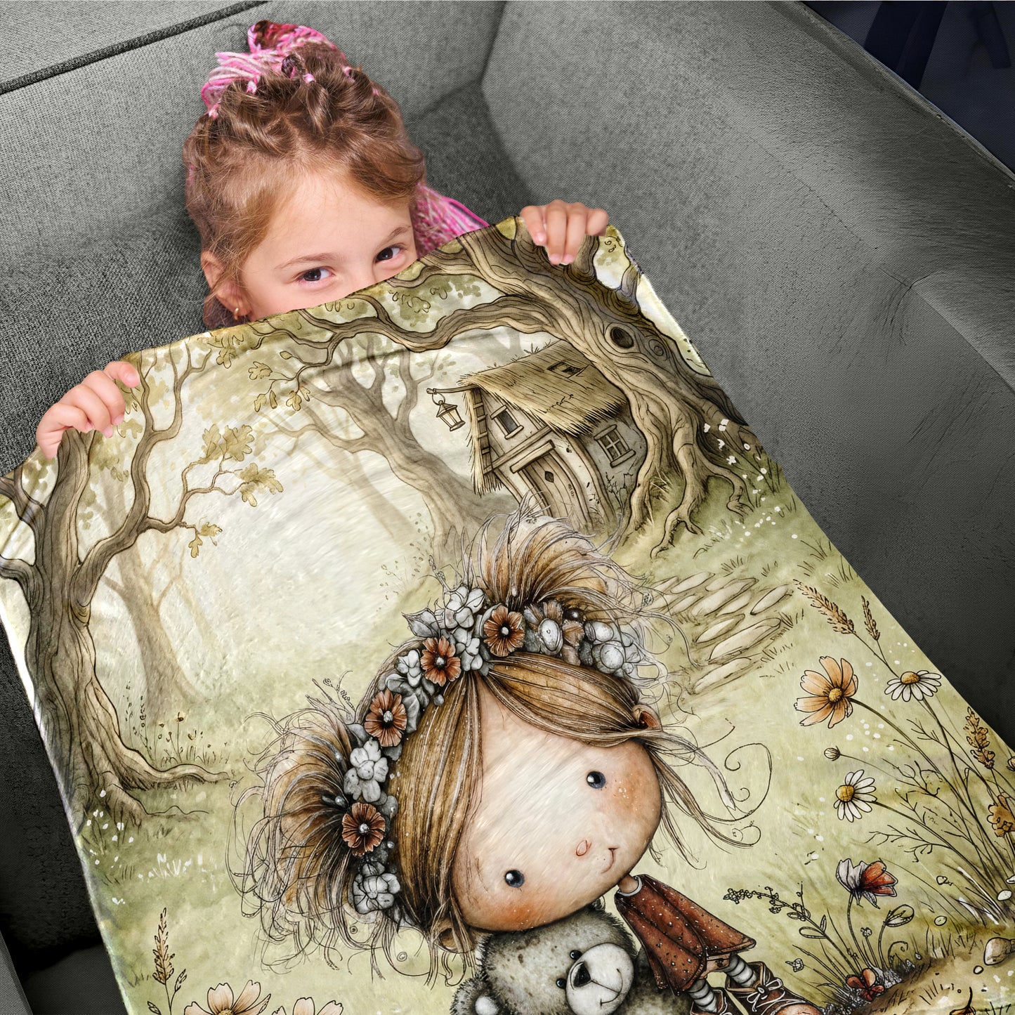 Girl in the Forest Toddler Fleece Blanket