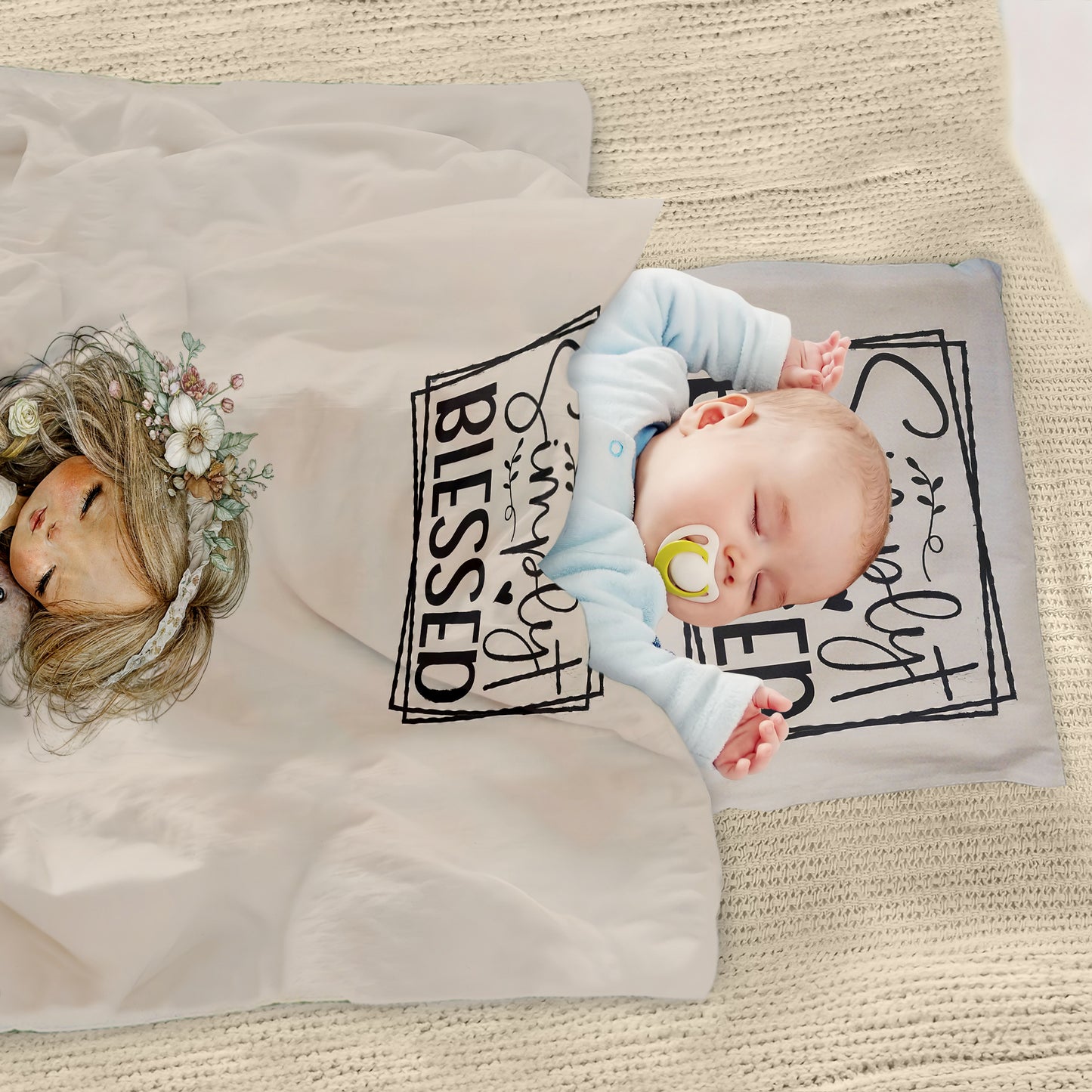 Girl with Fluffy Rabbit Cot Set