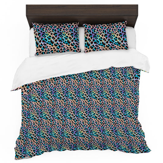 Glam Leopard Fur Duvet Cover Set