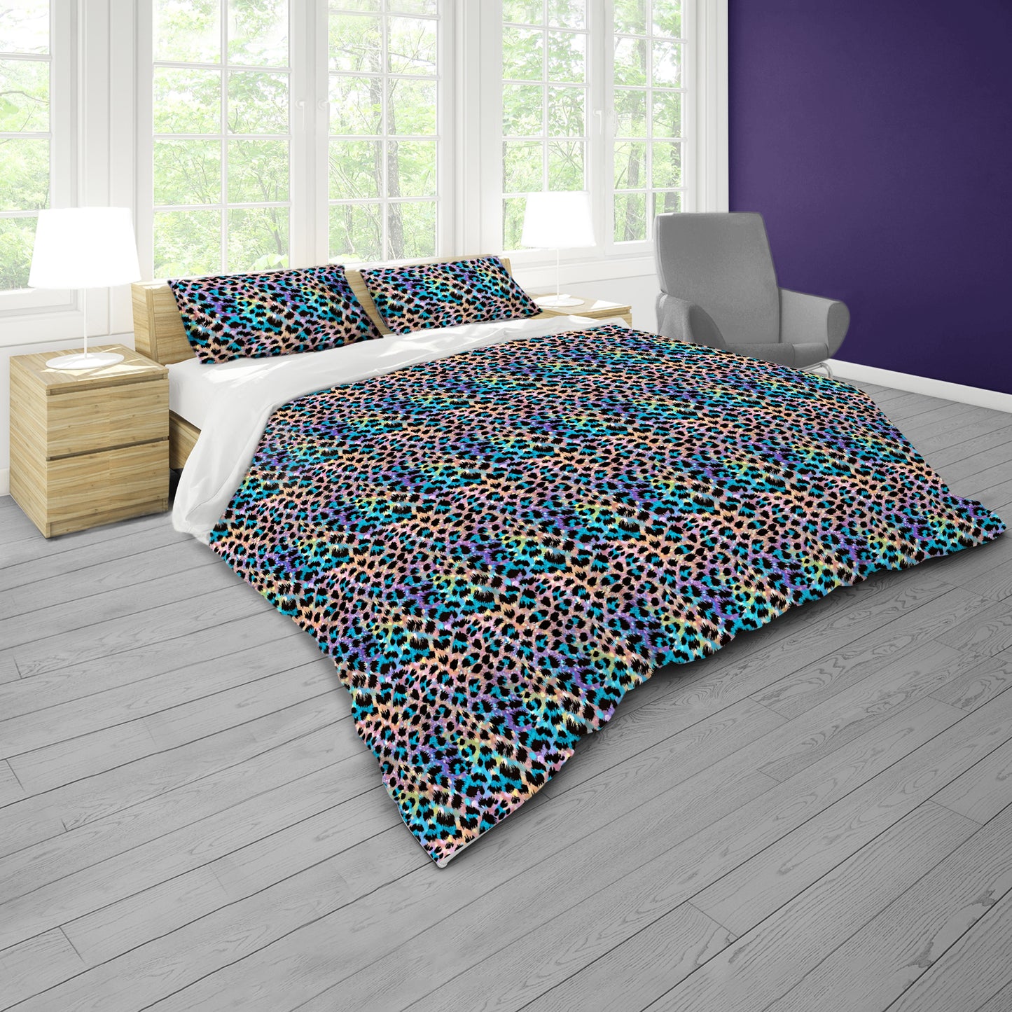 Glam Leopard Fur Duvet Cover Set