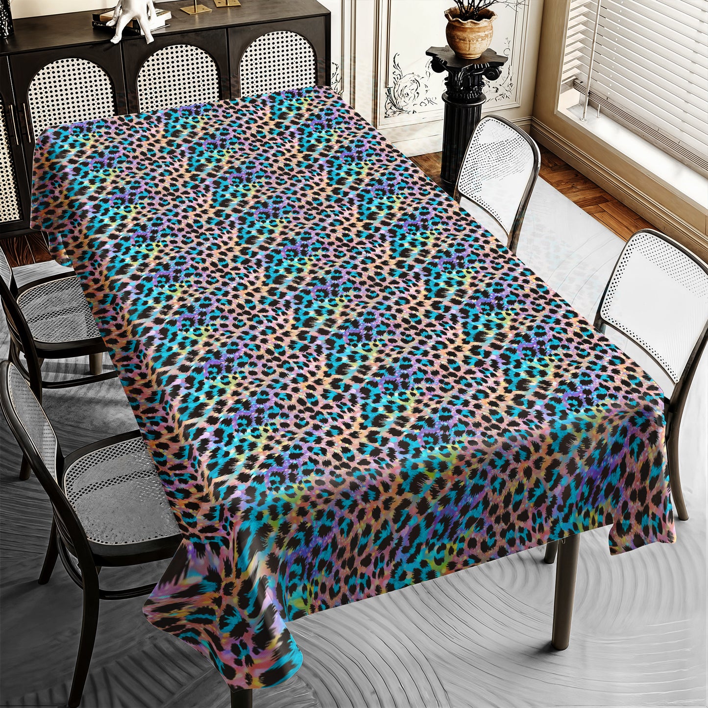 Glam Leopard Fur Rectangle Tablecloth