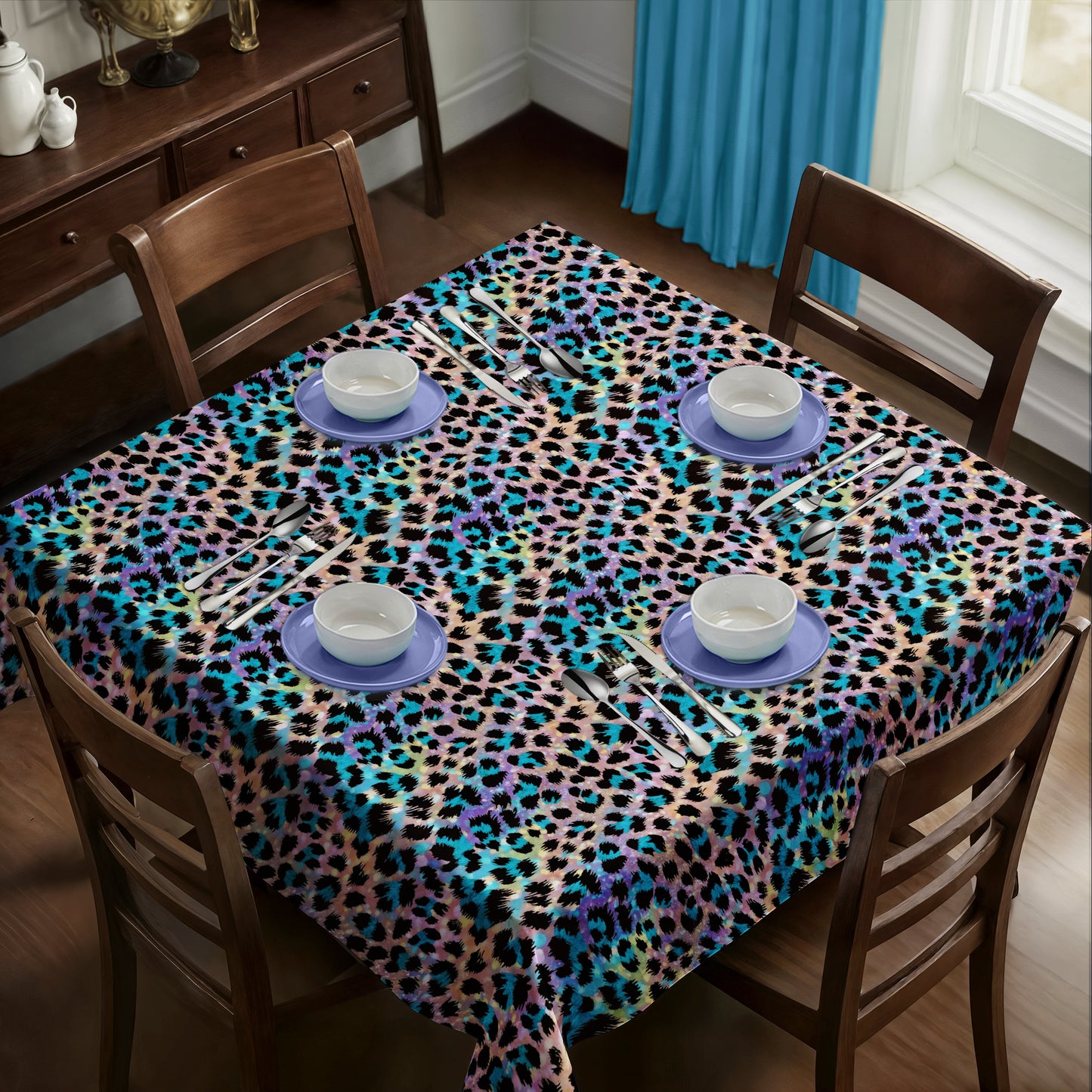 Glam Leopard Fur Square Tablecloth