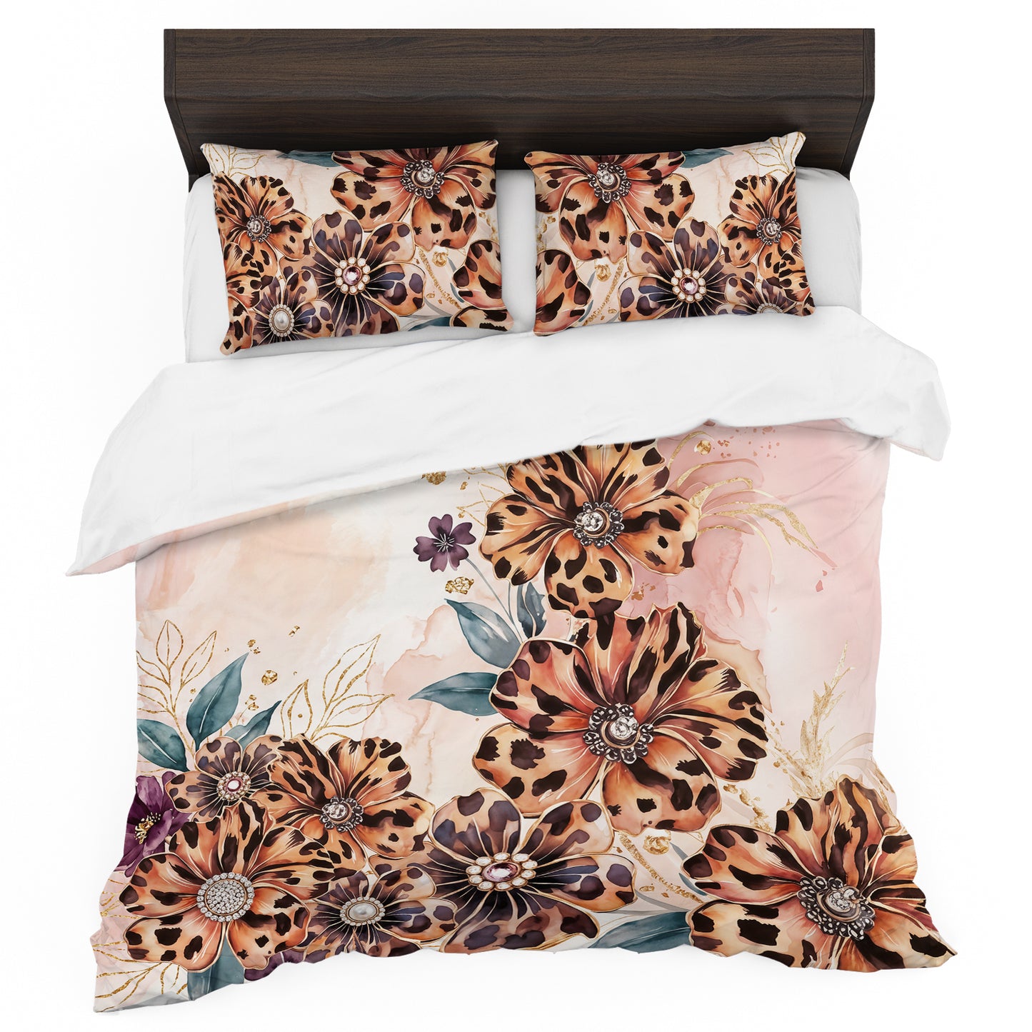 Glam Safari Floral Duvet Cover Set