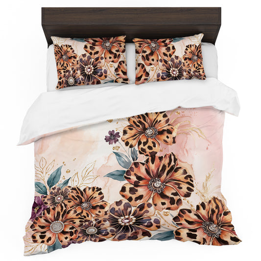 Glam Safari Floral Duvet Cover Set