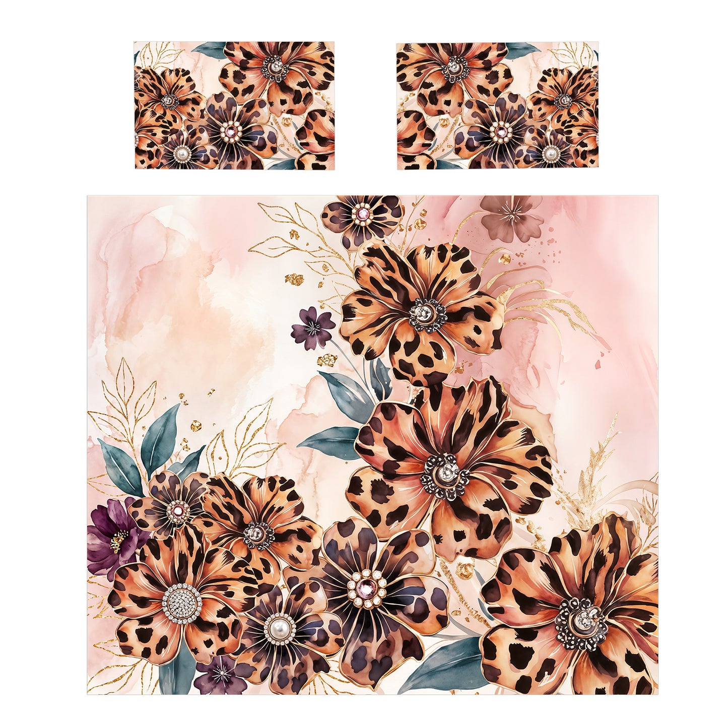 Glam Safari Floral Duvet Cover Set