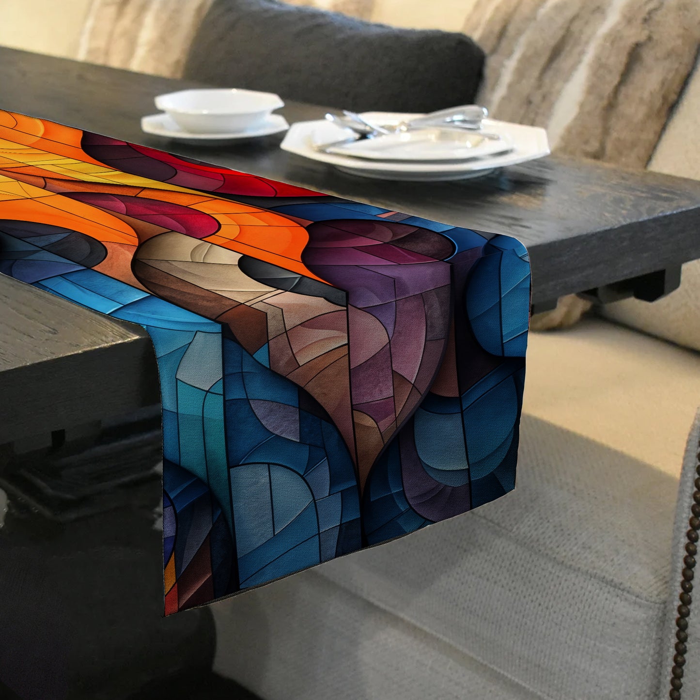 Glass Art Table Runner