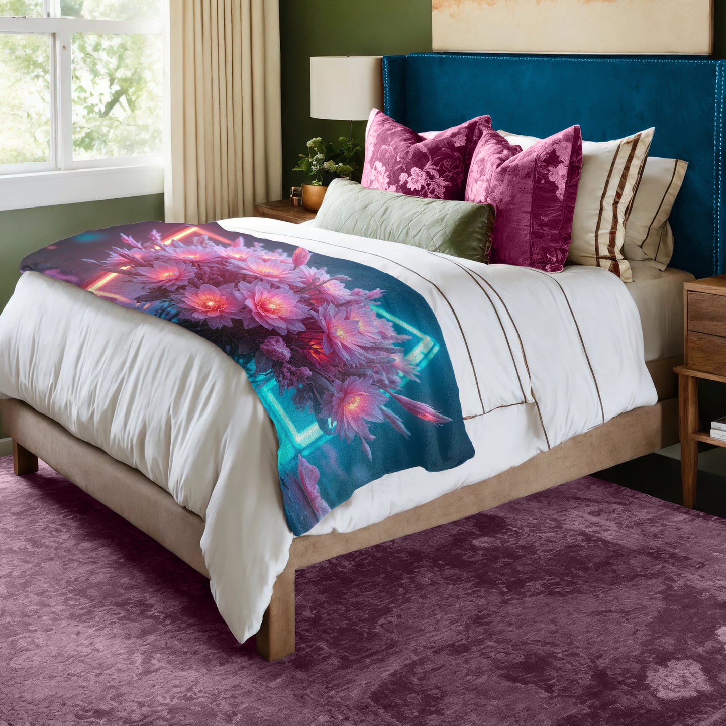Glowing Daisies Bed Throw