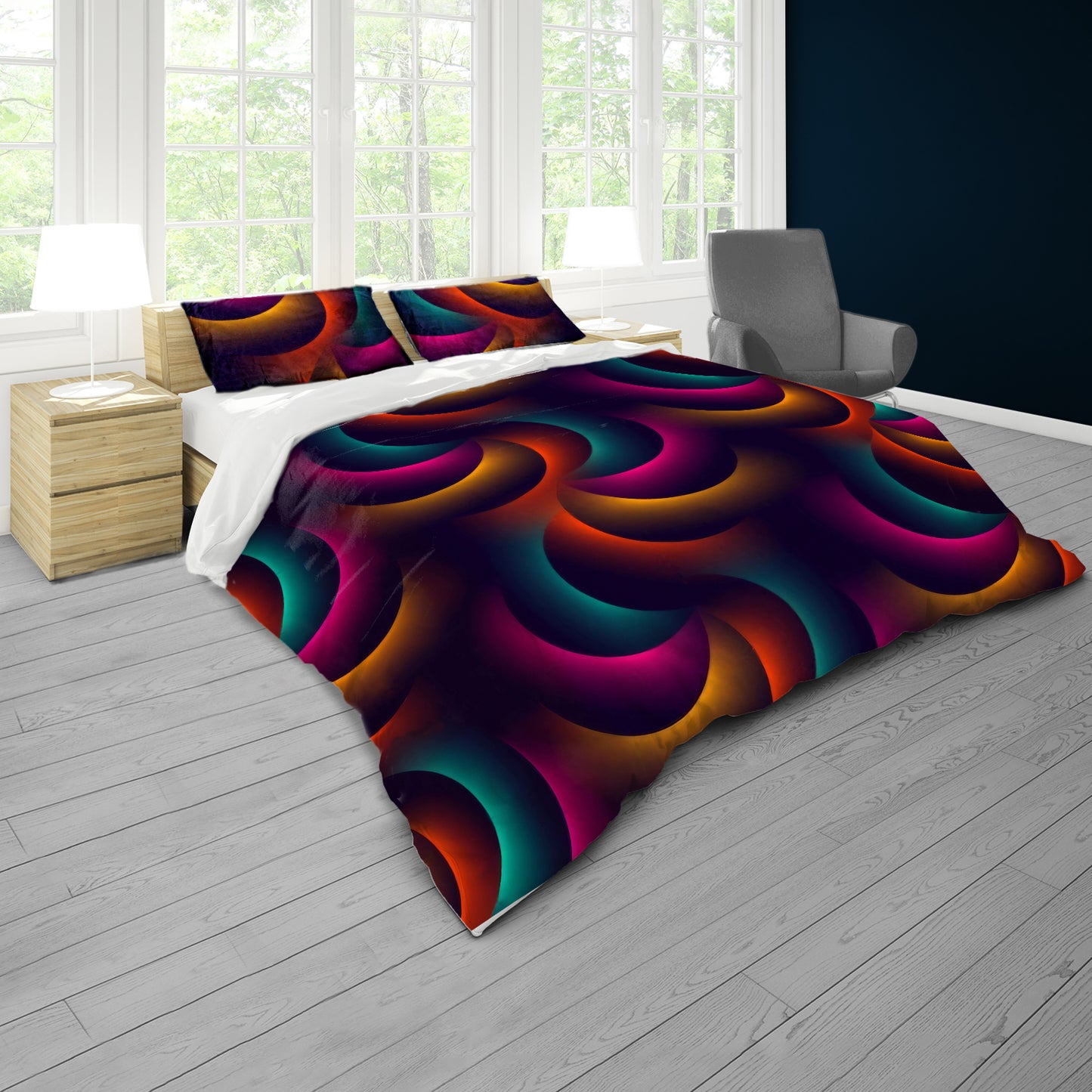 Glowing Spioral Duvet Cover Set