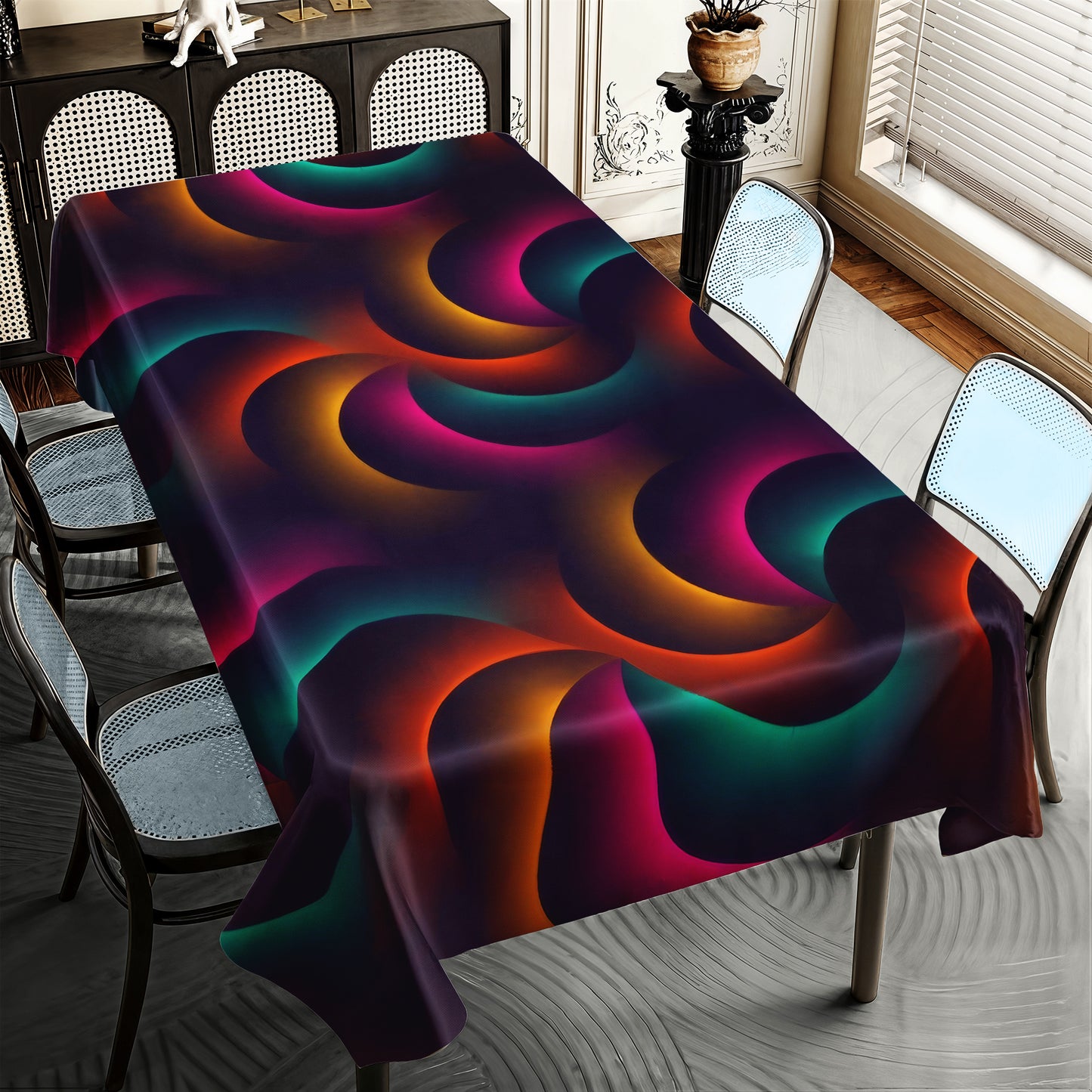 Glowing Spiral Rectangle Tablecloth