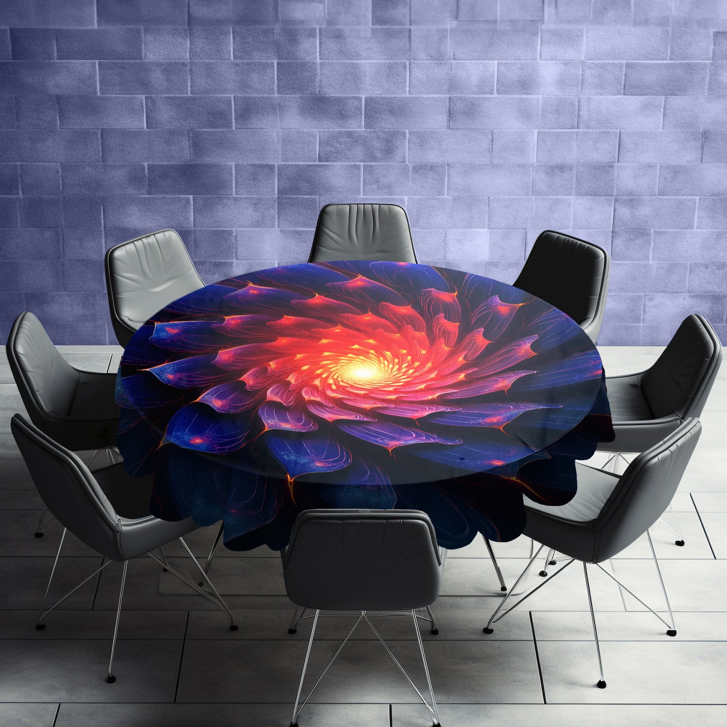 Glowing Succulent Round Tablecloth