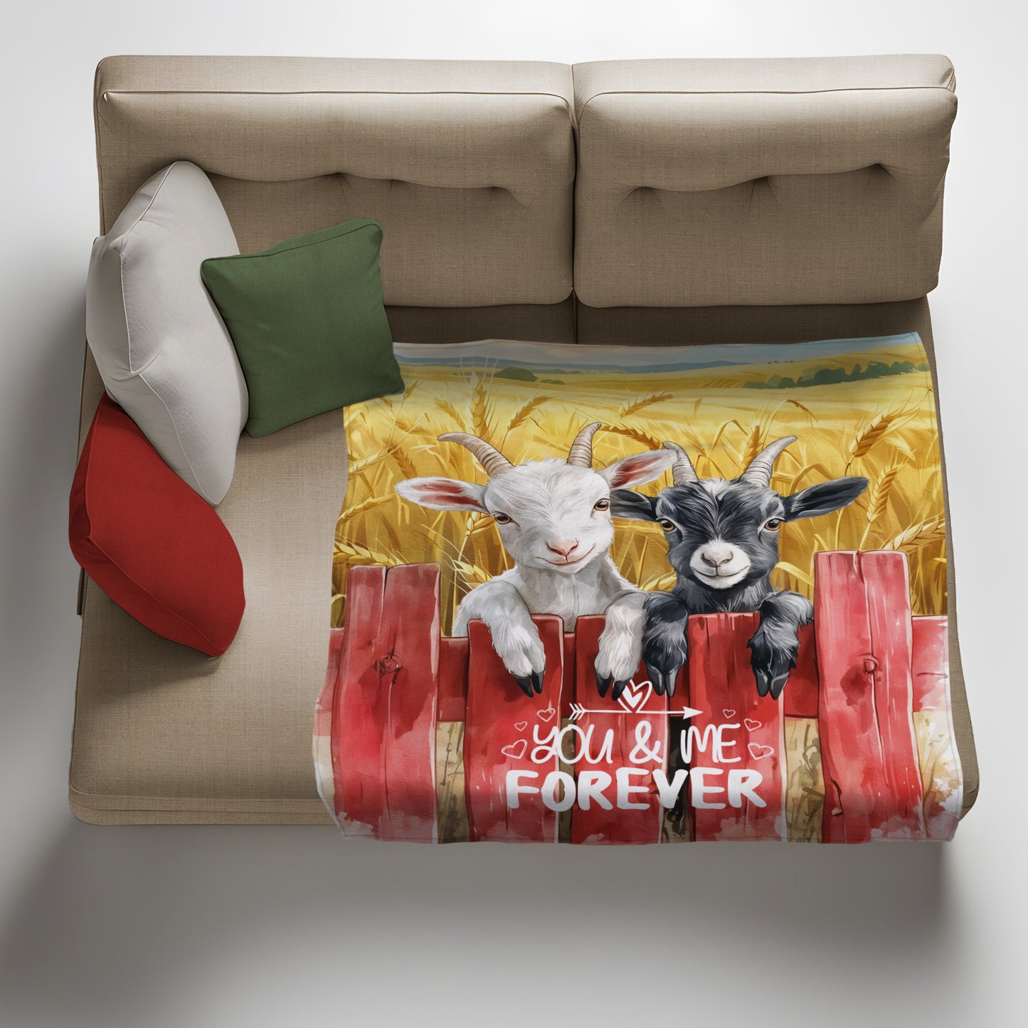Goats in Love Light Weight Fleece Blanket
