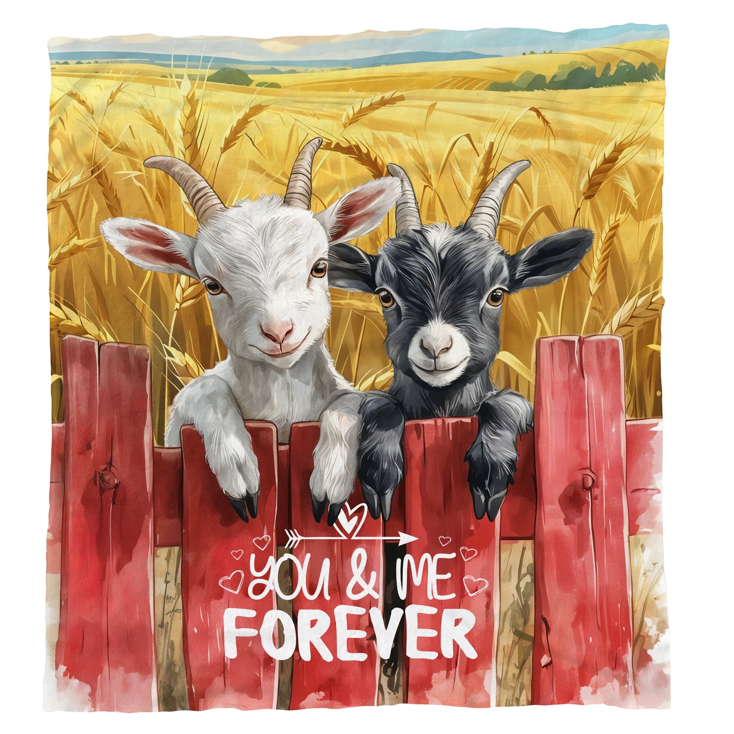 Goats in Love Light Weight Fleece Blanket