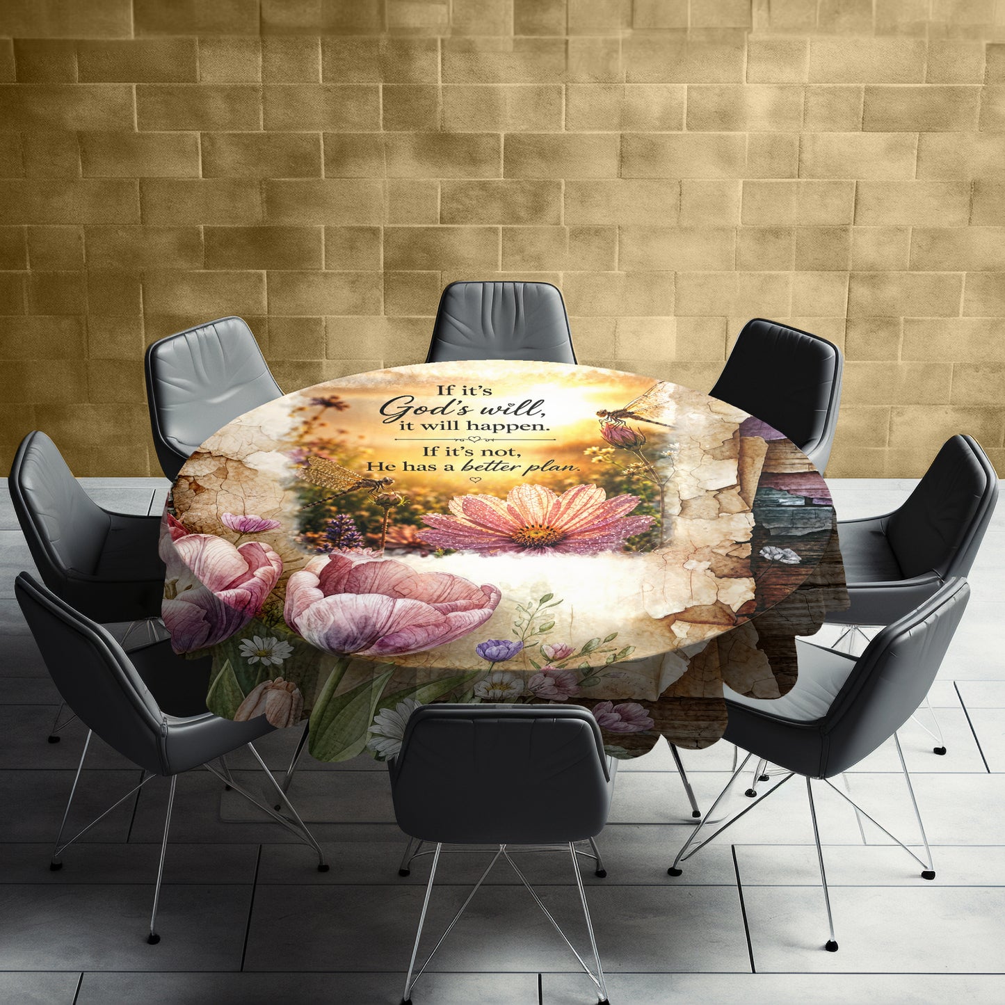 Gods Will Round Tablecloth