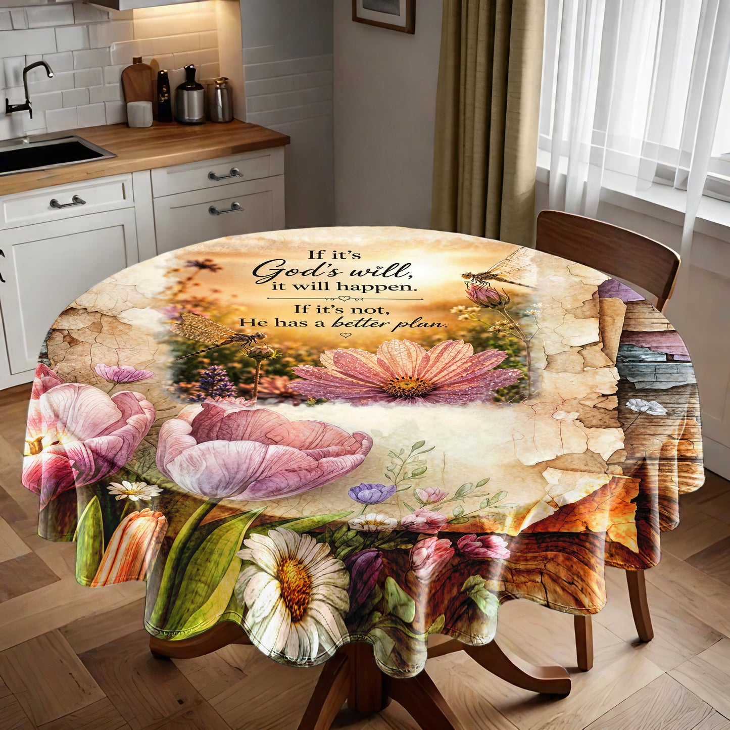 Gods Will Round Tablecloth
