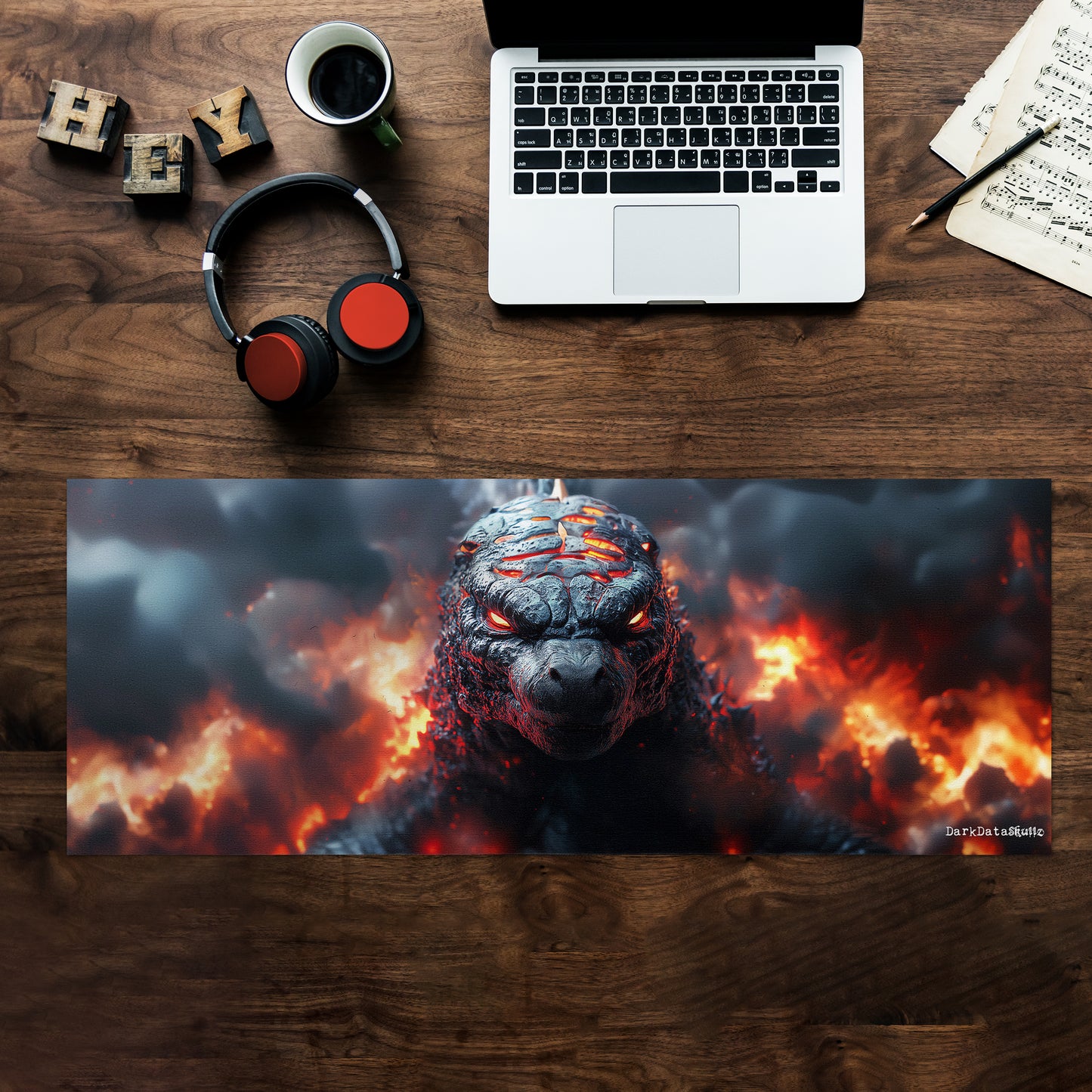 Godzilla Fire Large Desk Pad by Wikus Schalkwyk