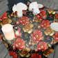 Gold And Black Round Tablecloth