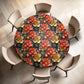 Gold And Black Round Tablecloth