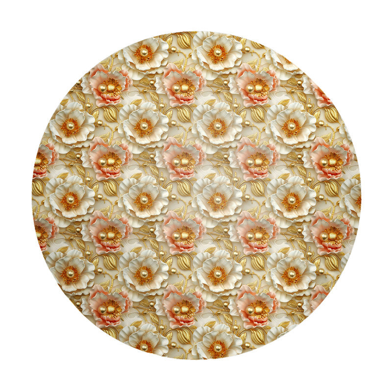 Gold Embossed Round Tablecloth