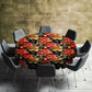 Gold On Black Round Tablecloth