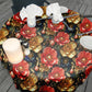 Gold On Black Round Tablecloth
