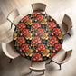 Gold On Black Round Tablecloth