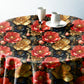 Gold On Black Round Tablecloth