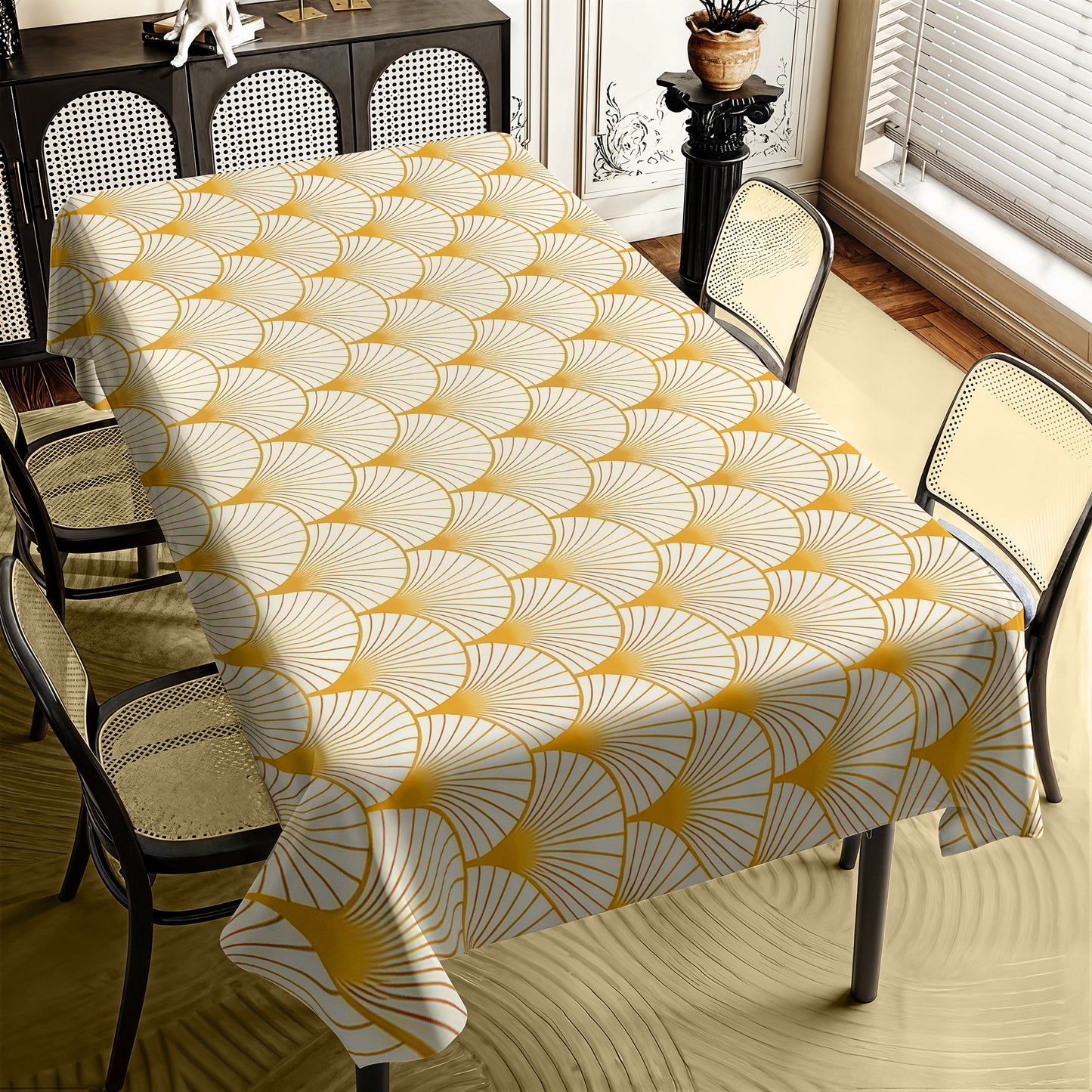 Gold Bows on Cream Rectangle Tablecloth
