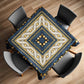 Gold Chain and Pearl Pattern on Blue Square Tablecloth