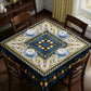 Gold Chain and Pearl Pattern on Blue Square Tablecloth