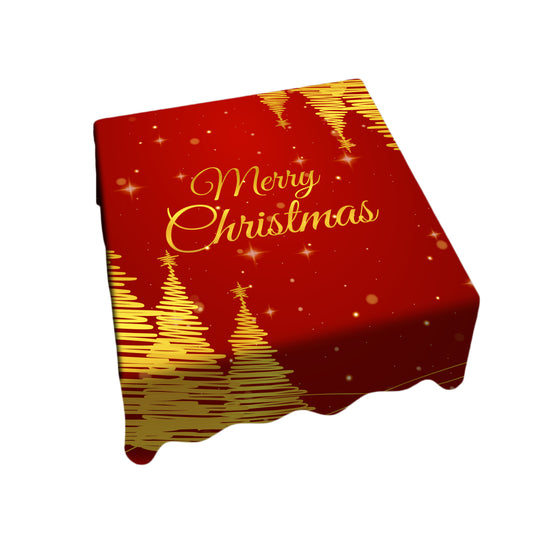 Gold Christmas Trees Square Tablecloth