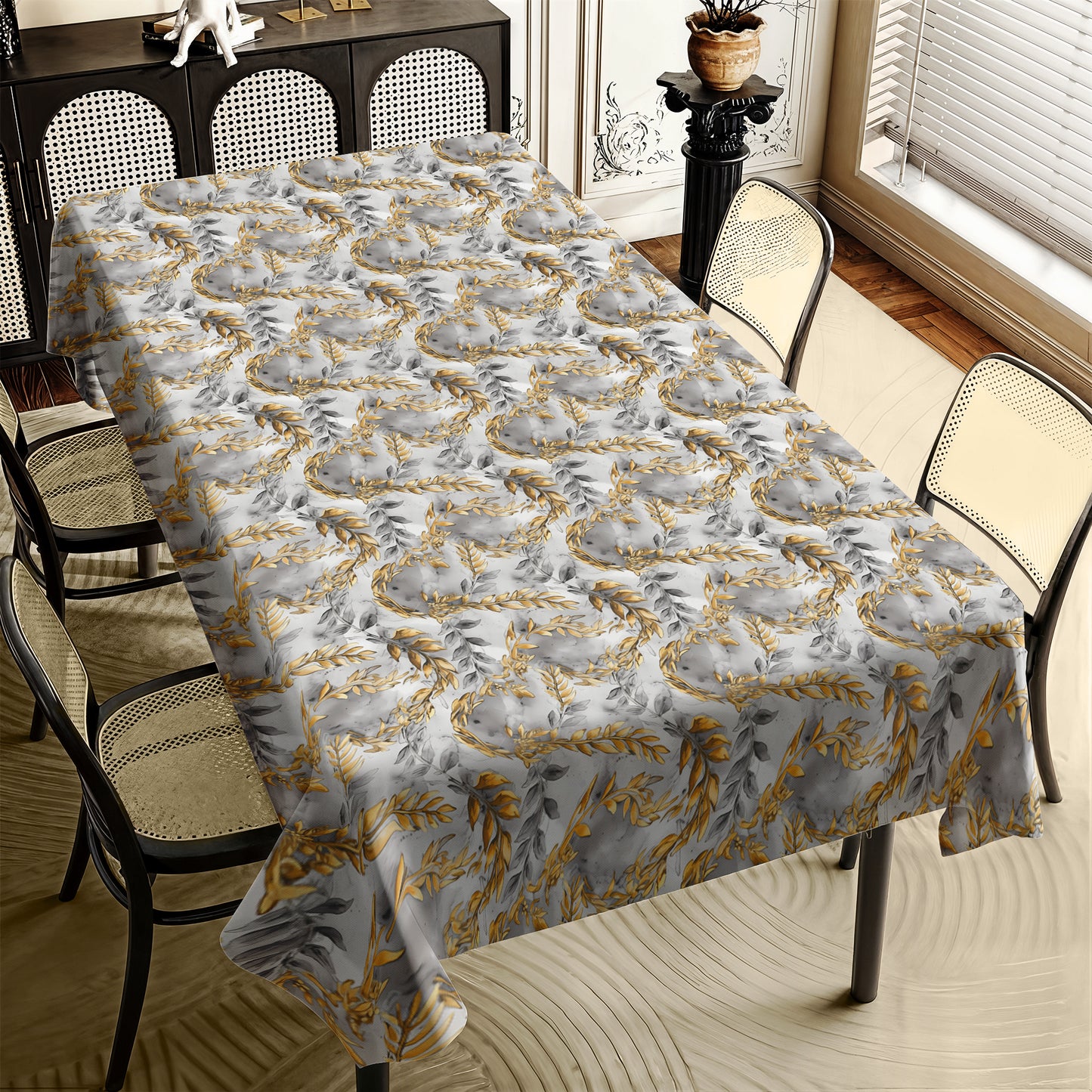 Gold Fern Rectangle Tablecloth