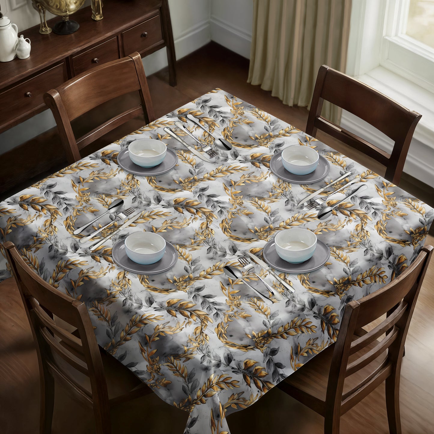 Gold Leave Square Tablecloth